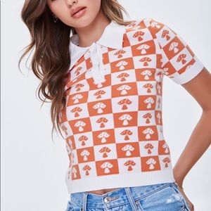 Orange checkerd mushroom top